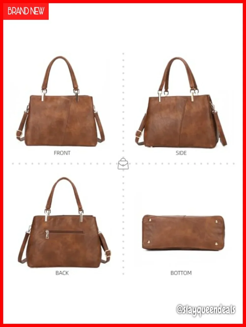 Medium Vegan Faux Leather Hobo Tote with Shoulder Strap Laptop Handbag